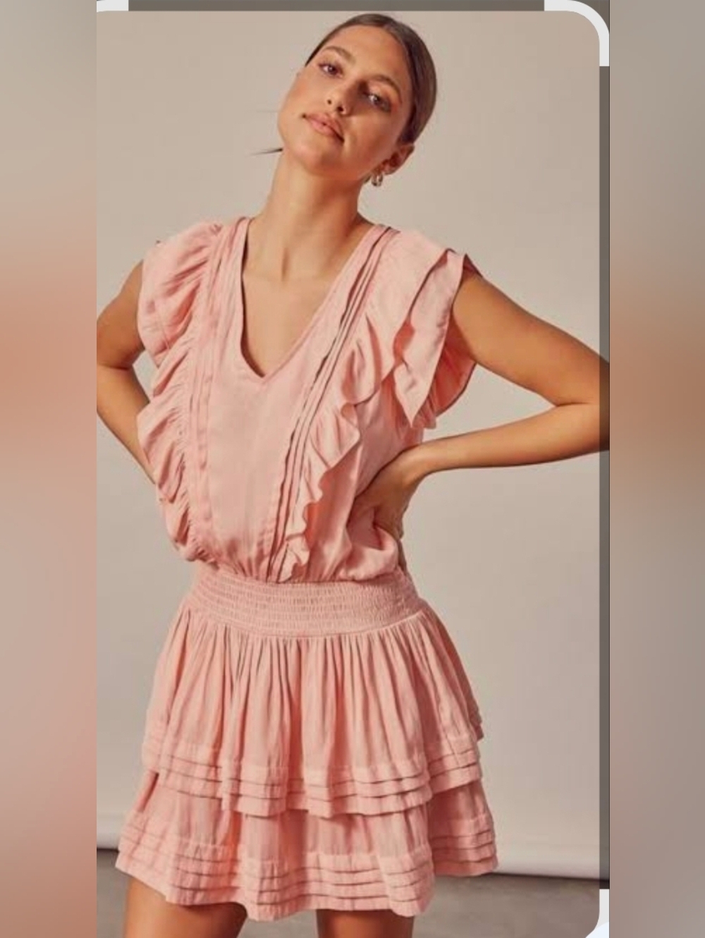 Mustard Seed Boho Ruffle Mini Dress, Small